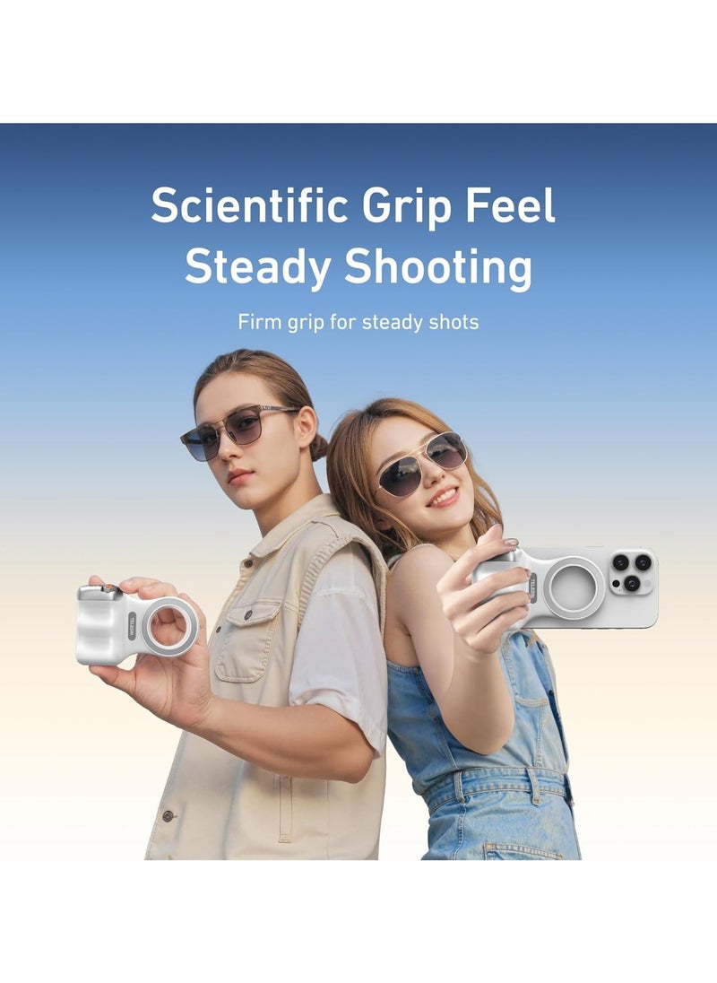 TELESIN Magnetic Phone Camera Grip, Smartphone Shooting Holder Selfie Handle Snap with Wireless Shutter Button Remote for iPhone 16 15 14 13 12 Pro Max Android Cellphone Vlog Video Photography