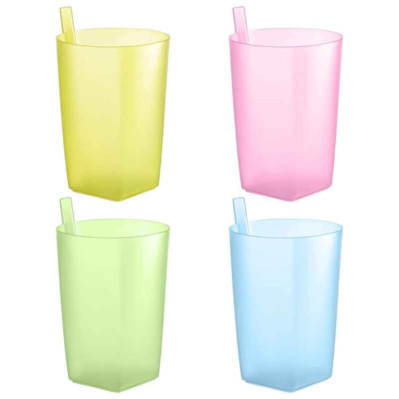 EXCEART Sippy Cup 4Pcs Toddler Sip Cups with Built in Straw Kids Drink Cups with Straws - Image 1
