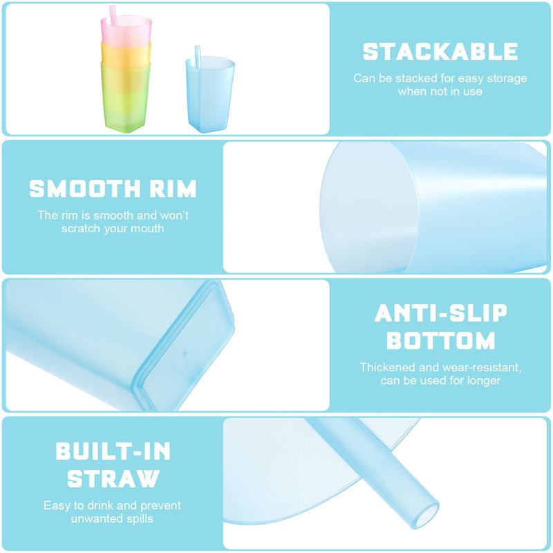 EXCEART Sippy Cup 4Pcs Toddler Sip Cups with Built in Straw Kids Drink Cups with Straws - Image 5