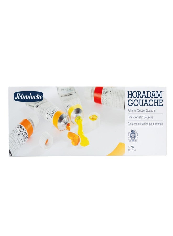 Schmincke - HORADAM® GOUACHE colour box compact metal box with 12 finest, strong gouache colours in 5 ml tubes, 72716097, painting set - Image 2