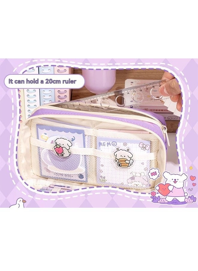 بيوينتي مجموعة هدية لوازم مدرسية لطيفة ، قضية قلم رصاص كبيرة السعة كيس قلم رصاص مع ملاحظات لاصقة مطبوعة لطيفة ، أقلام للطالب - Image 4