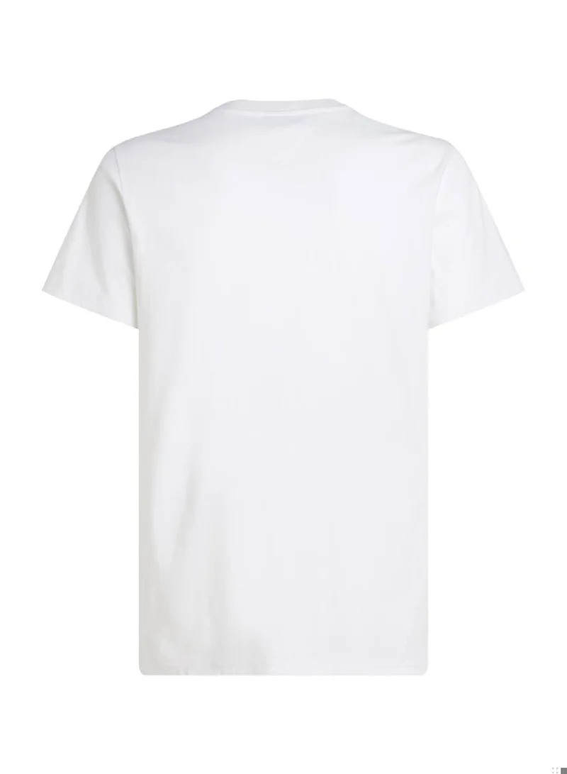 TOMMY JEANS Men's Linear Chest Slim T-Shirt - Cotton, White