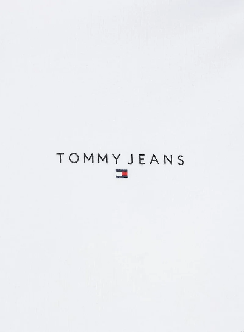 TOMMY JEANS Men's Linear Chest Slim T-Shirt - Cotton, White