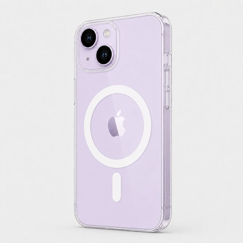 MagSafe Compatible Clear Case for iPhone 14, Transparent Magnetic Ring TPU Cover with Shockproof Protection & Raised Edges - Image 3