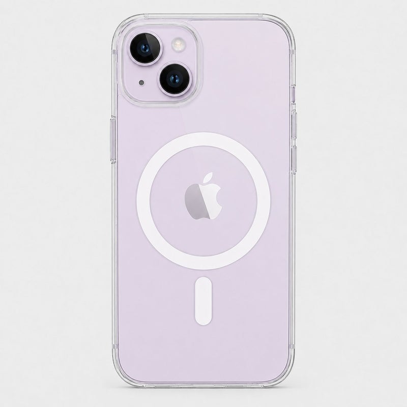 MagSafe Compatible Clear Case for iPhone 14, Transparent Magnetic Ring TPU Cover with Shockproof Protection & Raised Edges - Image 2