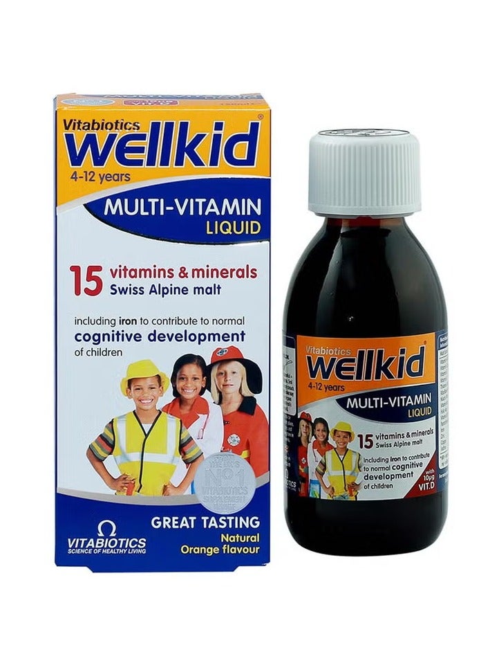 Multi-Vitamin Liquid 150ml | 4 to 12 Years | Nutritional Support for Kids | with 15 Vitamins, Minerals & Iron, plus Swiss Alpine Malt | Cognitive Development
