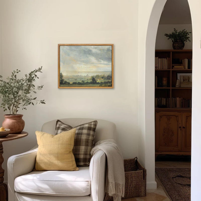 KBKBART مؤطرة مؤطرة الجدار الجدار الجدار المطبوعات الرجعية وادي غابة أخضر الطبيعة ويلدرنس الرسوم التوضيحية قماش - Image 2