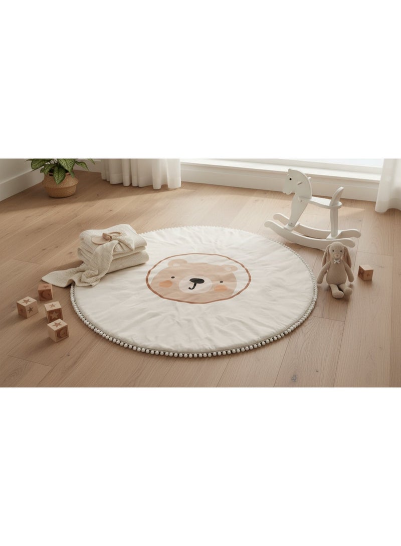 Mamas One Bear Round Play Mat - Padded Tummy Time & Nursery Decor - Image 1