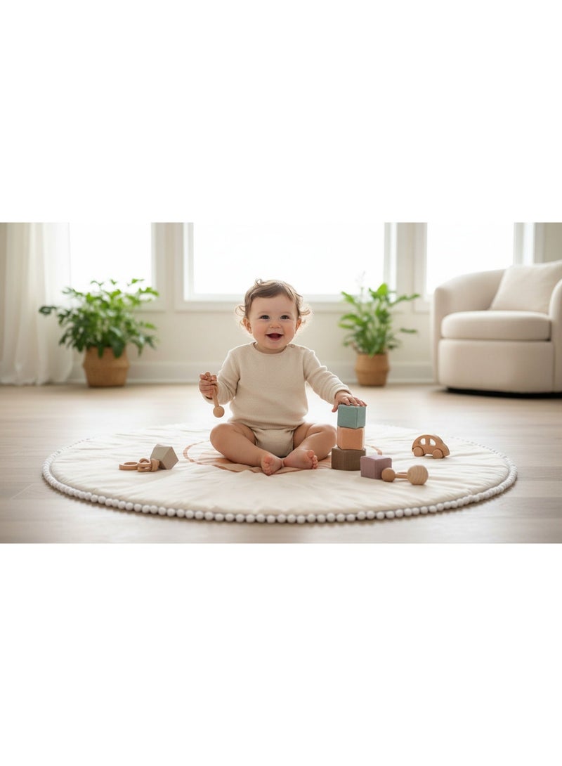 Mamas One Bear Round Play Mat - Padded Tummy Time & Nursery Decor - Image 2