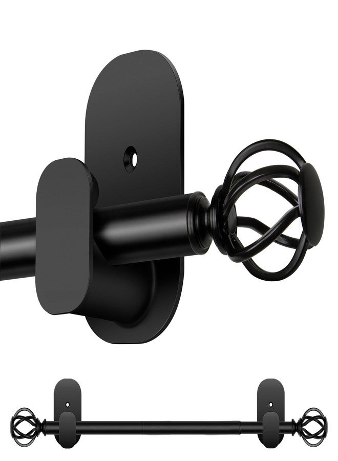 XAROO Curtain Rods No Drilling 32 to 43 Inch, 5/8 Inch Diameter No Drill Drapery Rod Set with Adhesive Brackets and Twiested Cage Finals, Bedroom Apartment Renter Friendly, Black - Image 1