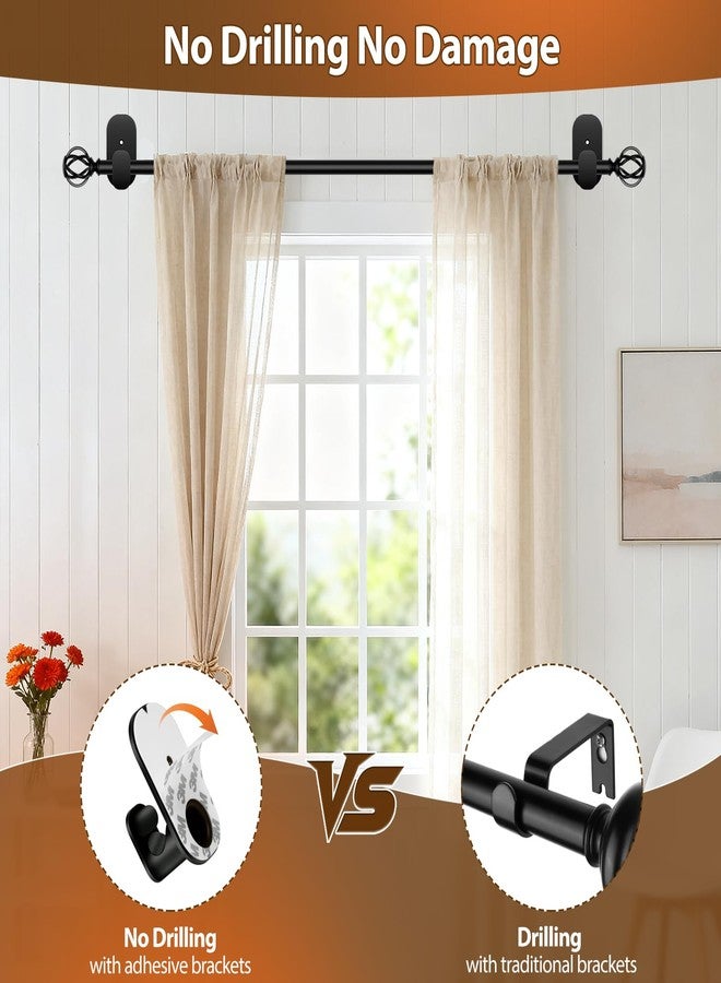 XAROO Curtain Rods No Drilling 32 to 43 Inch, 5/8 Inch Diameter No Drill Drapery Rod Set with Adhesive Brackets and Twiested Cage Finals, Bedroom Apartment Renter Friendly, Black - Image 4
