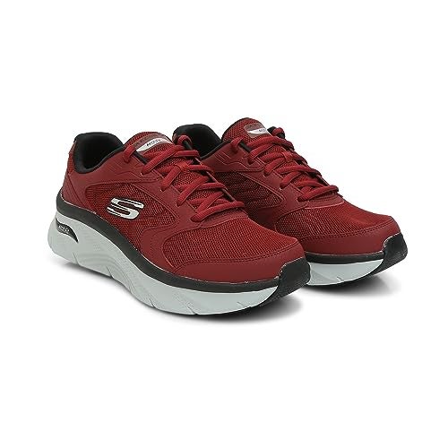 Skechers Mens Arch Fit D'Lux - Junction Casual Lace Up Shoes Vegan Relaxed Fit Designs & Roomier Fit Red - 7 UK (232501) - Image 2