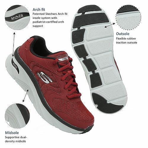 Skechers Mens Arch Fit D'Lux - Junction Casual Lace Up Shoes Vegan Relaxed Fit Designs & Roomier Fit Red - 7 UK (232501) - Image 3