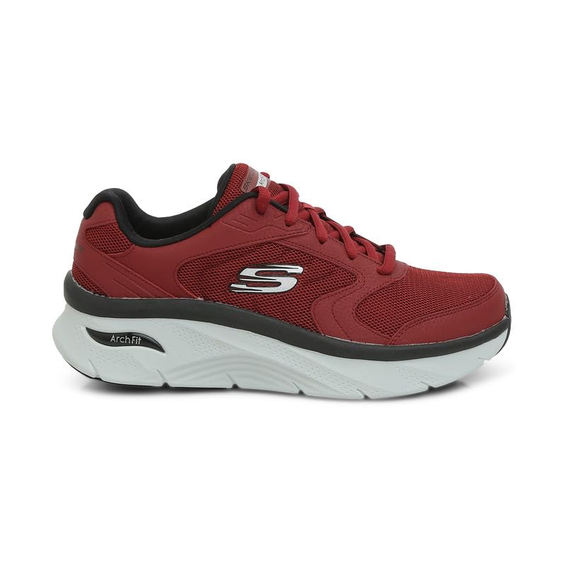 Skechers Mens Arch Fit D'Lux - Junction Casual Lace Up Shoes Vegan Relaxed Fit Designs & Roomier Fit Red - 7 UK (232501) - Image 1