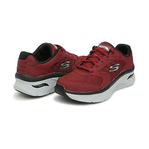 Skechers Mens Arch Fit D'Lux - Junction Casual Lace Up Shoes Vegan Relaxed Fit Designs & Roomier Fit Red - 7 UK (232501) - Image 5