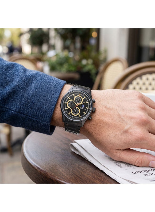 Ben Sherman Brighton Black Dial Black Stainless Steel Bracelet Chronograph Watch for Men, 43.5mm - Image 5