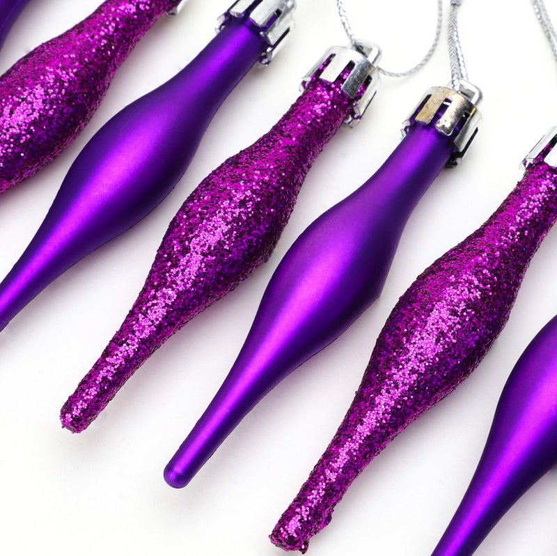 Christmas Concepts Pack of 15-8.5cm Droplet Baubles - Matte & Glitter Design - Christmas Ornaments (Purple) - Image 3