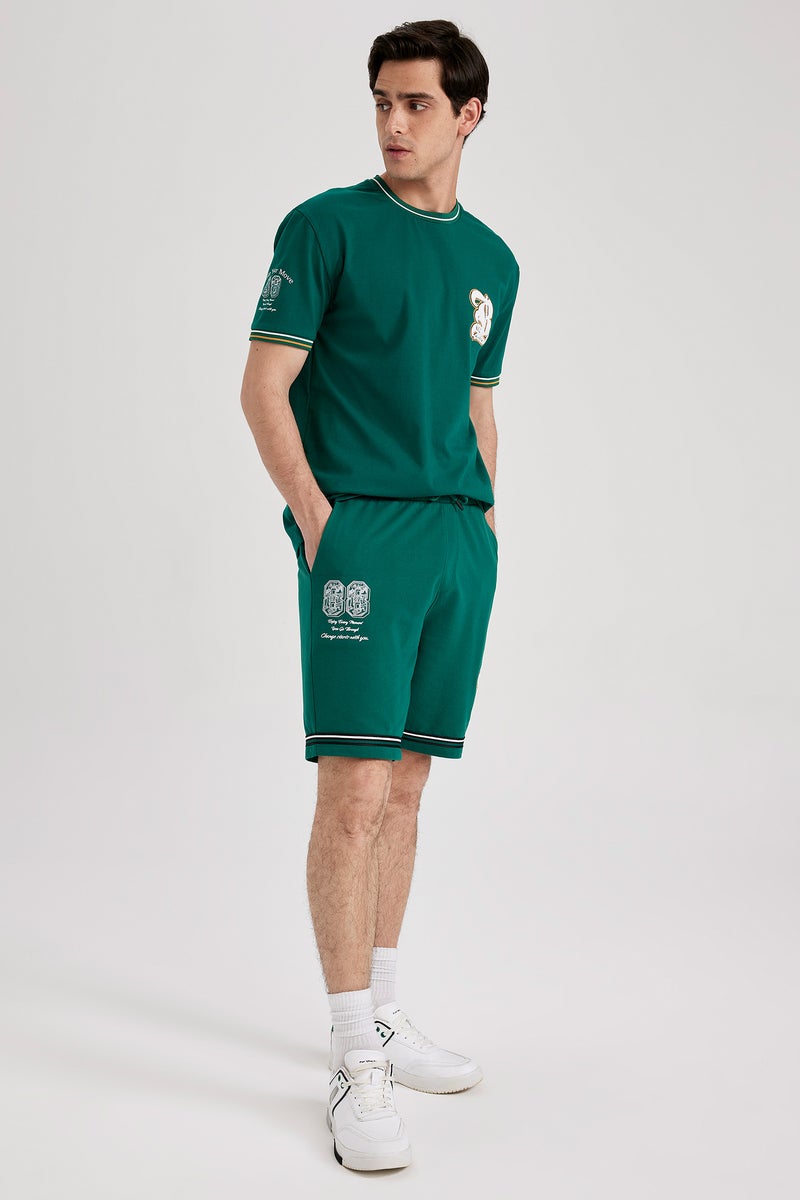 DeFacto Green Man Regular Fit Sweatshirt Fabric Shorts Casual - Image 1
