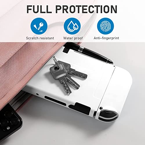 bruximly Switch OLED Case for Nintendo Switch OLED Model, Dockable Cover Soft TPU Protector Case for Switch OLED Grips & Console and Accessories with 2 Pcs Thumb Caps, White - Image 4