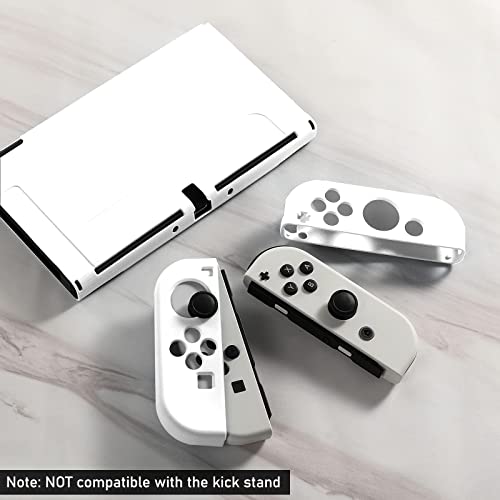 bruximly Switch OLED Case for Nintendo Switch OLED Model, Dockable Cover Soft TPU Protector Case for Switch OLED Grips & Console and Accessories with 2 Pcs Thumb Caps, White - Image 2