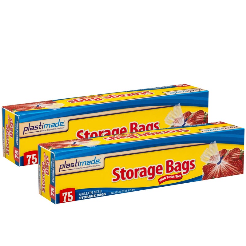 Plastimade Disposable Plastic Storage Bags With Original Twist Tie, 1 Gallon Size, 150 Bags, Great For Home, Office, Vacation, Traveling, Sandwich, Fruits, Nuts, Cake, Cookies, Or Any Snacks (2 Packs) - Image 5