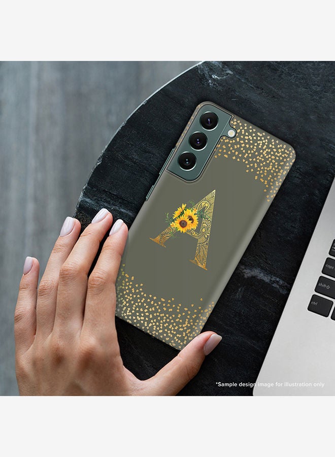 Stylizedd Monogram Slim Cover for Samsung Galaxy S22+ 5G Case Custom Initials Letter Floral Pattern Snap Series Mobile Cover Matte Alphabet  - H (Olive Green) - Image 2