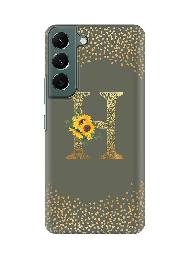 Stylizedd Monogram Slim Cover for Samsung Galaxy S22+ 5G Case Custom Initials Letter Floral Pattern Snap Series Mobile Cover Matte Alphabet  - H (Olive Green) - Image 1
