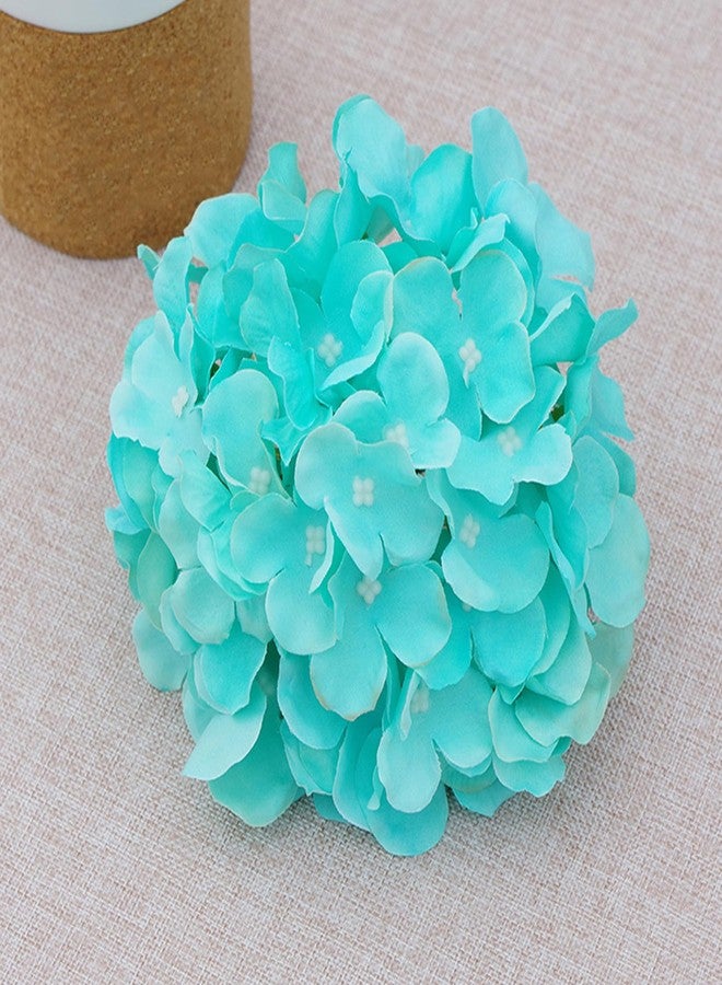 FagusHome 30 Pcs Silk Hydrangea Heads Artificial Flowers Heads and Stems Fake Hydrangea Flowers for Home Wedding Decor (Fluorescence BLue) - Image 3