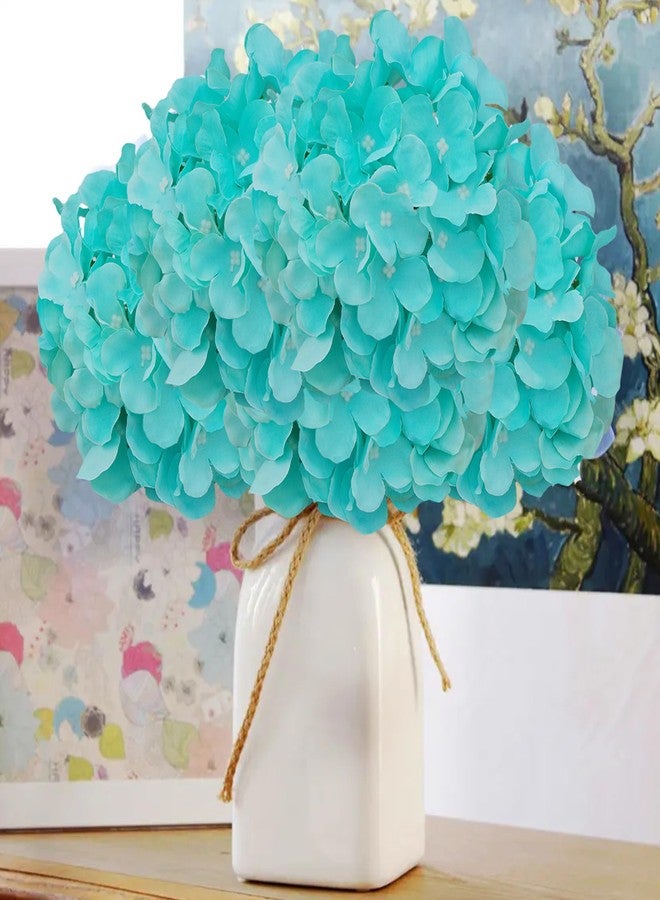 FagusHome 30 Pcs Silk Hydrangea Heads Artificial Flowers Heads and Stems Fake Hydrangea Flowers for Home Wedding Decor (Fluorescence BLue) - Image 5