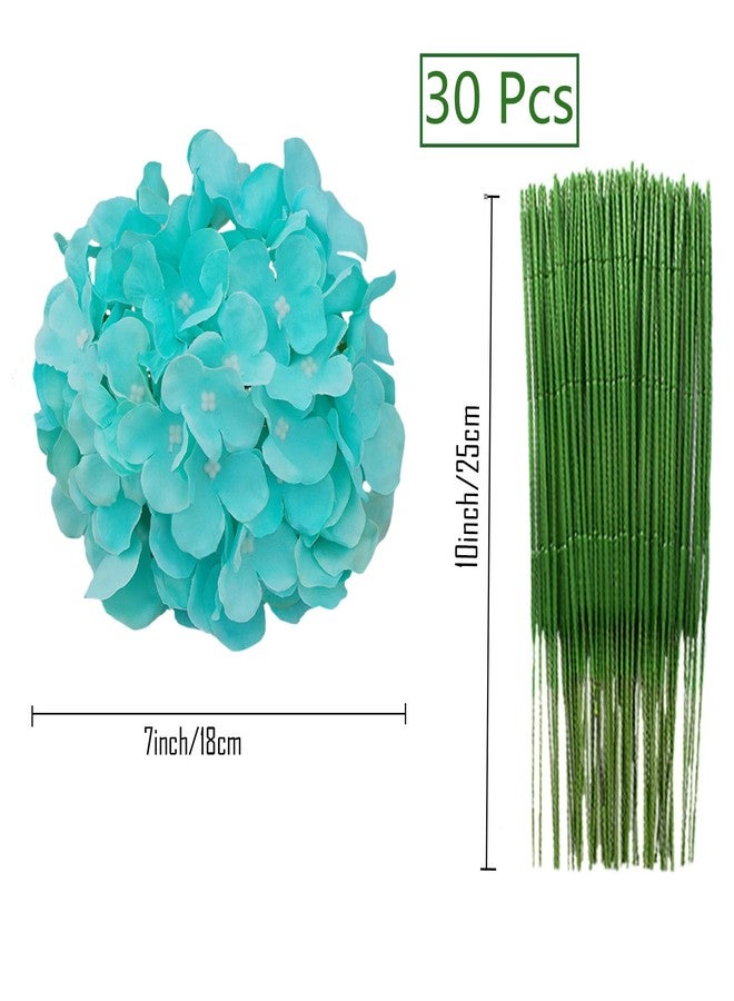 FagusHome 30 Pcs Silk Hydrangea Heads Artificial Flowers Heads and Stems Fake Hydrangea Flowers for Home Wedding Decor (Fluorescence BLue) - Image 2
