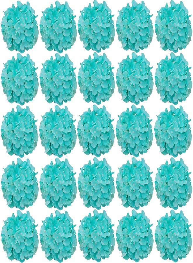 FagusHome 30 Pcs Silk Hydrangea Heads Artificial Flowers Heads and Stems Fake Hydrangea Flowers for Home Wedding Decor (Fluorescence BLue) - Image 1