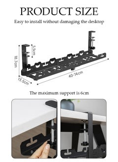 DUNISO Under Desk Cable Management Tray, Adjustable cable organizer, Under Desk Cord Organizer with Clamp Mount System for Wire Management, Metal Wire Cable Holder for Desks, Offices, No Need to Drill Holes  - Image 4