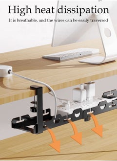 DUNISO Under Desk Cable Management Tray, Adjustable cable organizer, Under Desk Cord Organizer with Clamp Mount System for Wire Management, Metal Wire Cable Holder for Desks, Offices, No Need to Drill Holes  - Image 5