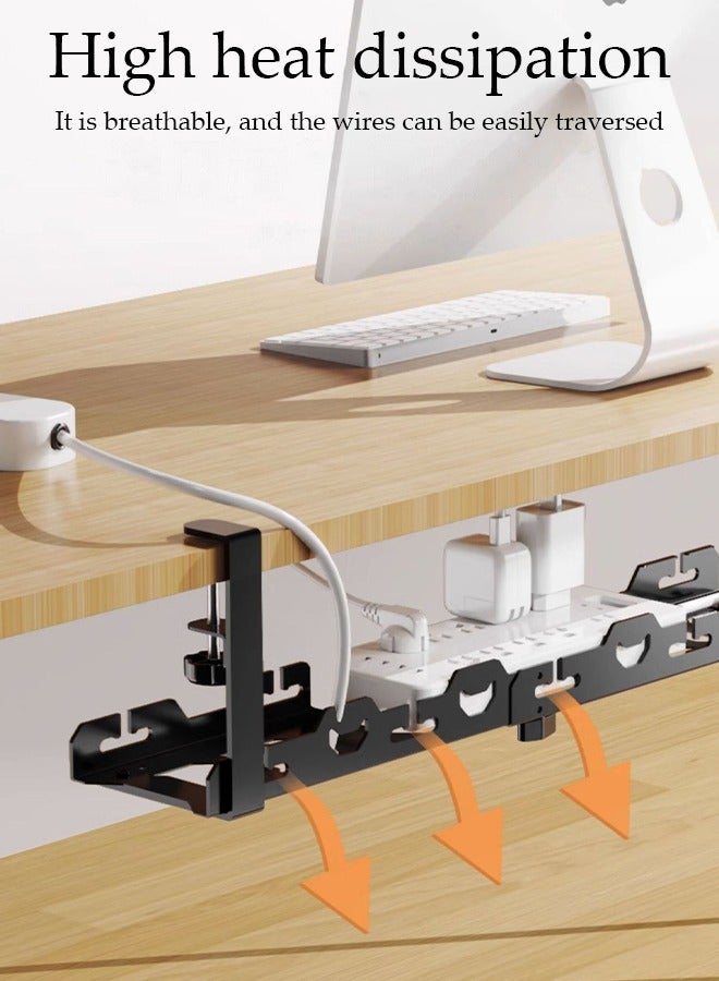 DUNISO Under Desk Cable Management Tray, Adjustable cable organizer, Under Desk Cord Organizer with Clamp Mount System for Wire Management, Metal Wire Cable Holder for Desks, Offices, No Need to Drill Holes  - Image 5