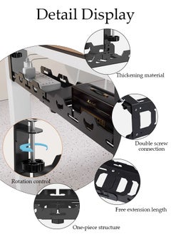 DUNISO Under Desk Cable Management Tray, Adjustable cable organizer, Under Desk Cord Organizer with Clamp Mount System for Wire Management, Metal Wire Cable Holder for Desks, Offices, No Need to Drill Holes  - Image 2