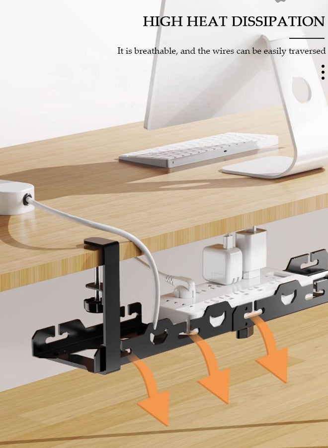 DUNISO صينية إدارة الكابلات تحت المكتب، منظم كابلات قابل للتعديل، منظم كابلات تحت المكتب بنظام تثبيت بالمشبك لإدارة الأسلاك، حامل كابلات معدني للمكاتب، لا حاجة لثقب ثقوب - Image 5
