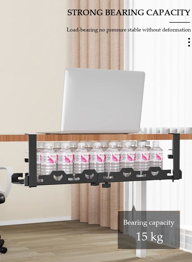 DUNISO صينية إدارة الكابلات تحت المكتب، منظم كابلات قابل للتعديل، منظم كابلات تحت المكتب بنظام تثبيت بالمشبك لإدارة الأسلاك، حامل كابلات معدني للمكاتب، لا حاجة لثقب ثقوب - Image 3