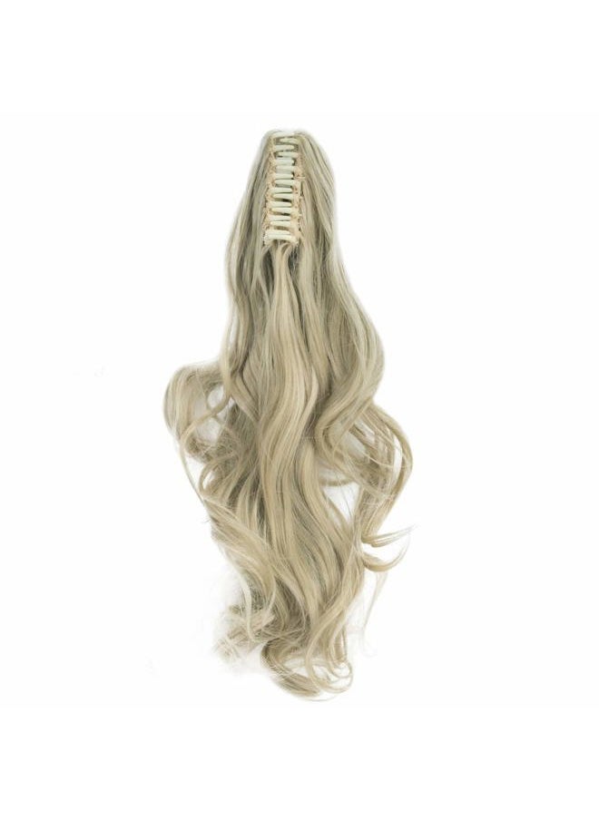Qunlinta - Ponytail Extension Hair Extensions Ponytail 18" 20" Claw Curly Wavy Ponytail Extension Straight Clip in Ponytail Extension Synthetic Hairpiece Light Blonde Mix Bleach Blonde - Image 1
