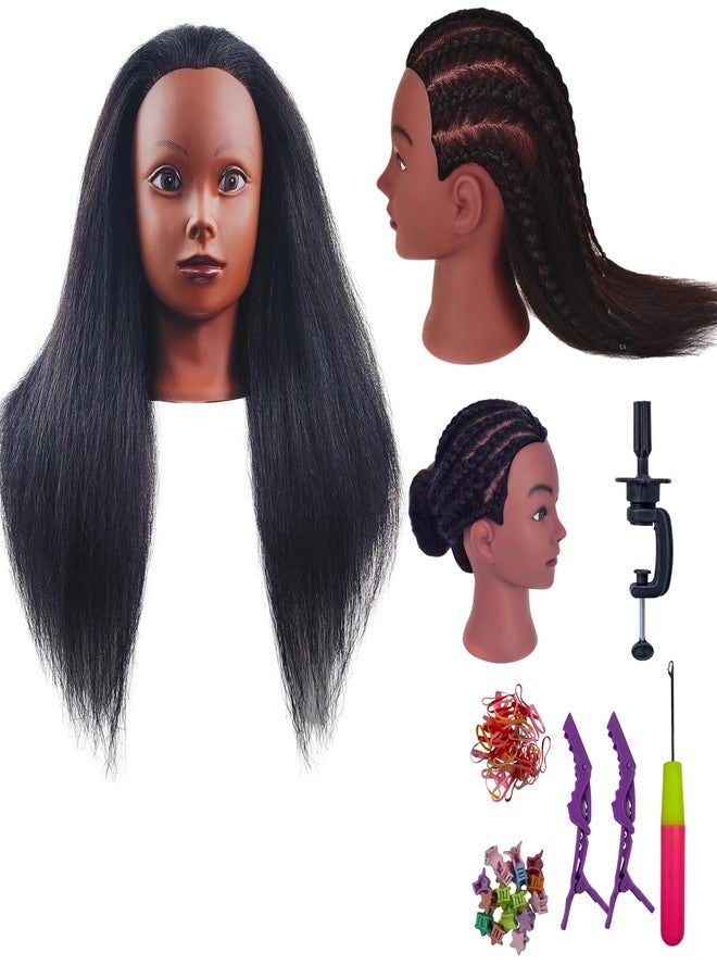 Leticia 16inch Real Hair Mannequin Head for Braiding, Practice Hair Mannequin Head Training Doll Head for Hairstyling with Stand - Image 1
