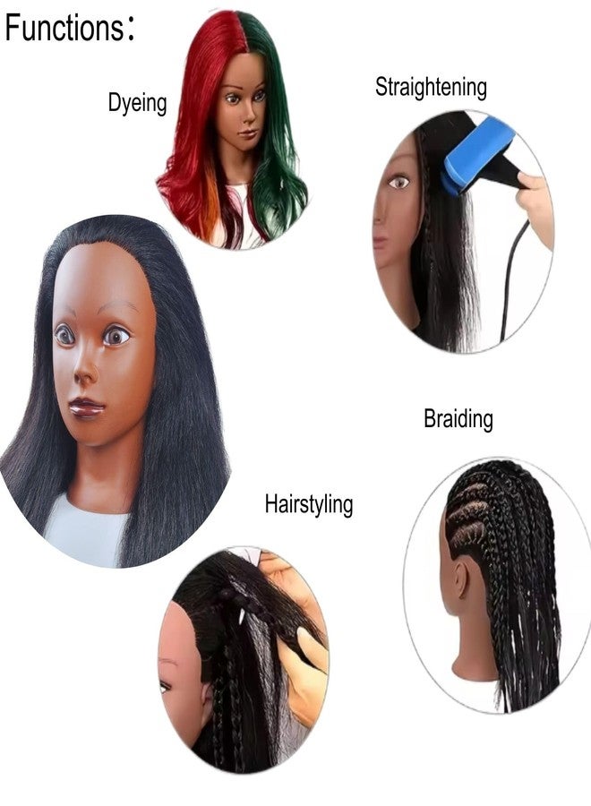 Leticia 16inch Real Hair Mannequin Head for Braiding, Practice Hair Mannequin Head Training Doll Head for Hairstyling with Stand - Image 4