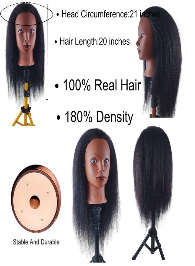Leticia 16inch Real Hair Mannequin Head for Braiding, Practice Hair Mannequin Head Training Doll Head for Hairstyling with Stand - Image 2