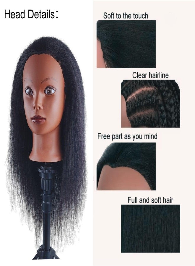 Leticia 16inch Real Hair Mannequin Head for Braiding, Practice Hair Mannequin Head Training Doll Head for Hairstyling with Stand - Image 3