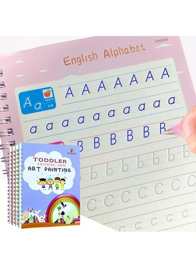 Yellow Reusable 3D Calligraphy Practice Book for Kids English Math Learning Drawing Art Workbook - Image 1