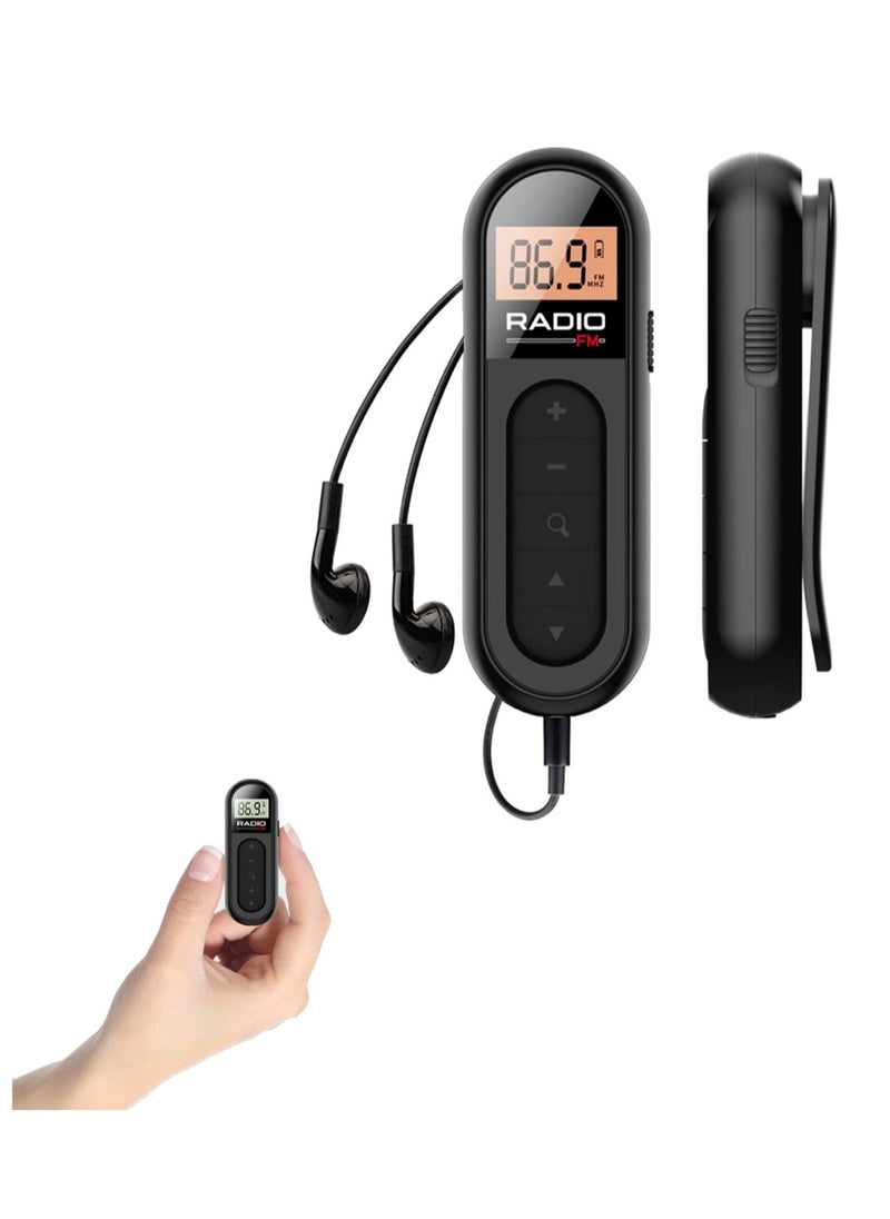 ARNOTEC - راديو FM Walkman، راديو ترانزستور محمول قابل لإعادة الشحن بقوة 300 مللي أمبير في الساعة مع أفضل استقبال، ضبط رقمي LCD مع إضاءة خلفية، صوت ستيريو، مشبك حزام للركض والمشي - Image 1