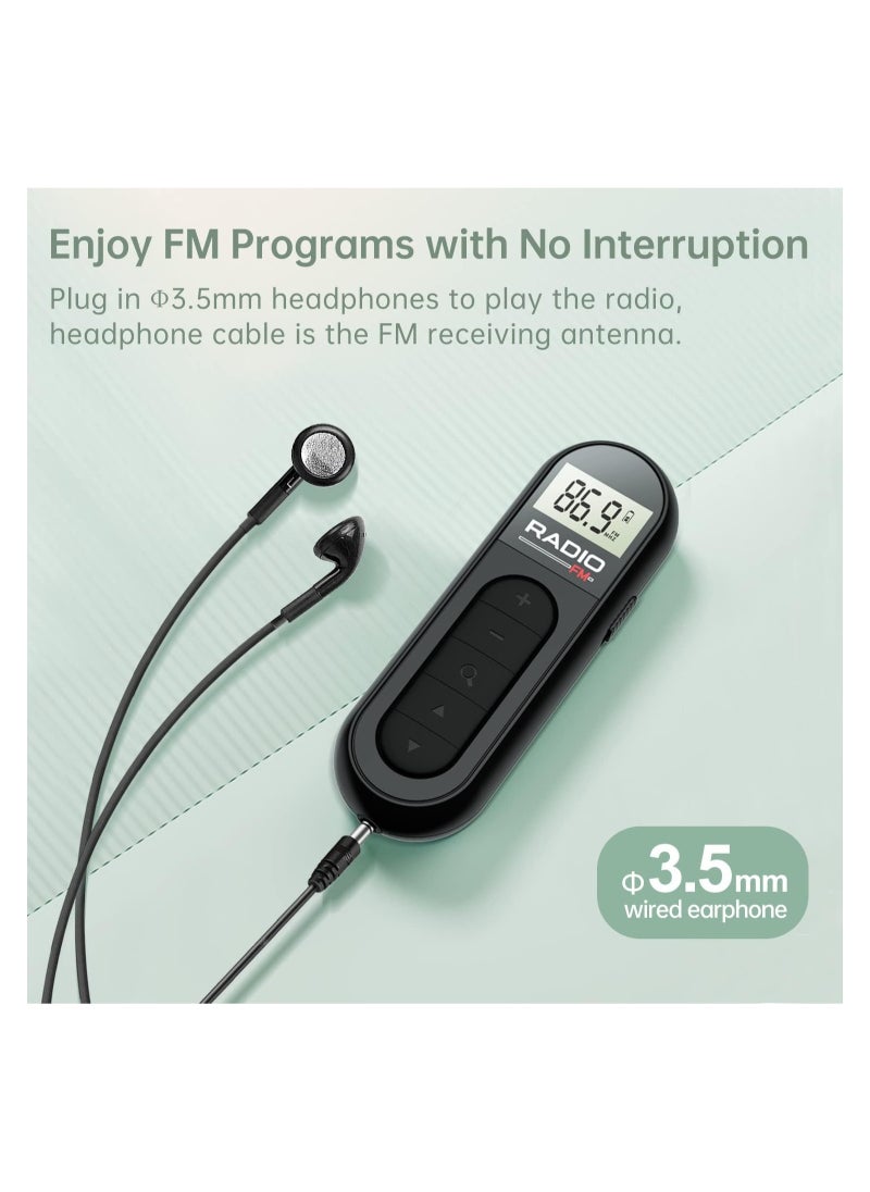 ARNOTEC - راديو FM Walkman، راديو ترانزستور محمول قابل لإعادة الشحن بقوة 300 مللي أمبير في الساعة مع أفضل استقبال، ضبط رقمي LCD مع إضاءة خلفية، صوت ستيريو، مشبك حزام للركض والمشي - Image 1
