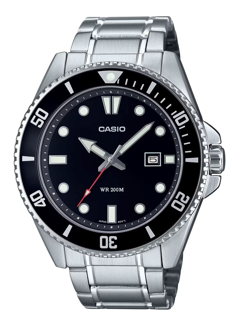 CASIO Analog Quartz Black Dial Stainless Steel Men's Watch MDV-107D-1A1 - Image 1