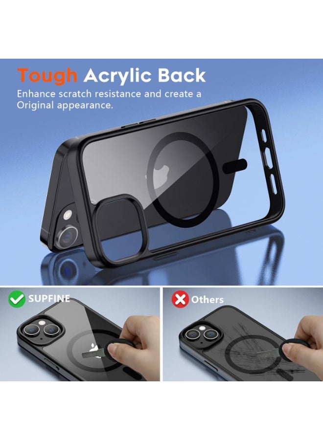 Magnetic Case for Iphone 15 Case [Compatible with wireless charging] [Shockproof Military Grade], Transparent Back Slim Bumper Cover Phone Case for iphone 15 (black) - Image 5