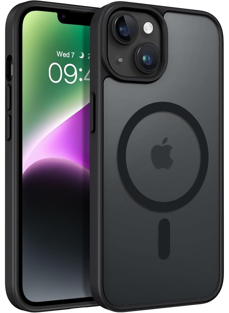 Magnetic Case for Iphone 15 Case [Compatible with wireless charging] [Shockproof Military Grade], Transparent Back Slim Bumper Cover Phone Case for iphone 15 (black) - Image 1