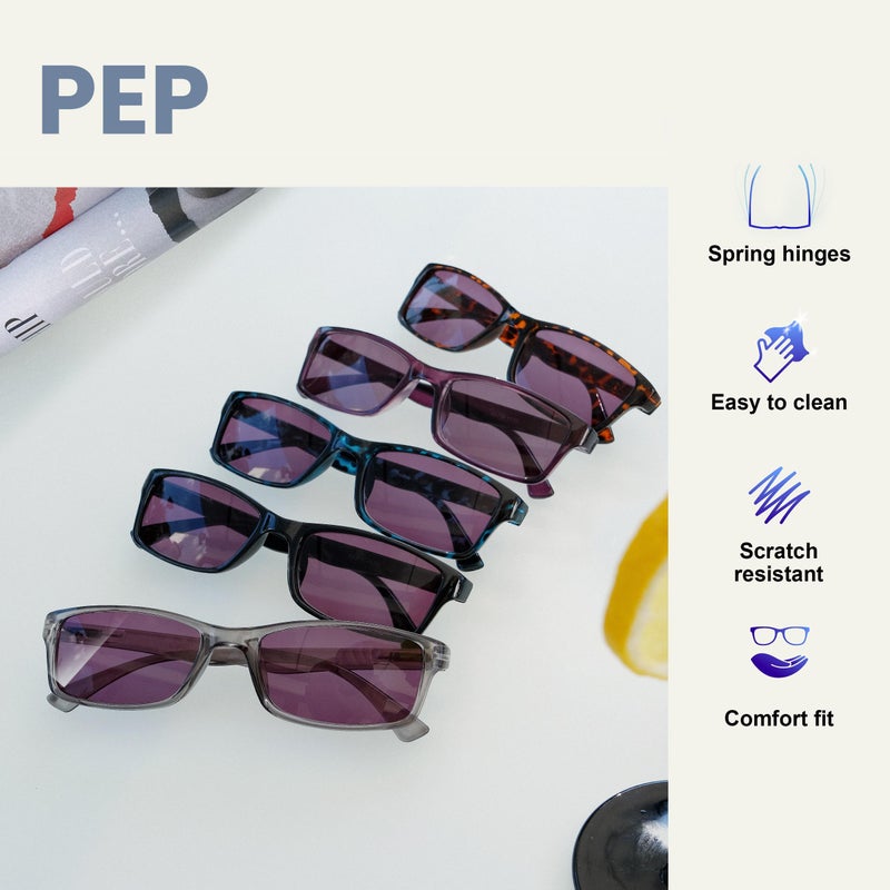 OPULIZE PEP Reading Sunglasses for Women Men - Large Rectangular Designer Frame - Tinted UV400 Protection Lens - Comfort Spring Hinges - Brown Tortoiseshell +3.50 - Image 4