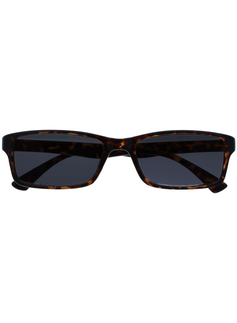 OPULIZE PEP Reading Sunglasses for Women Men - Large Rectangular Designer Frame - Tinted UV400 Protection Lens - Comfort Spring Hinges - Brown Tortoiseshell +3.50 - Image 1